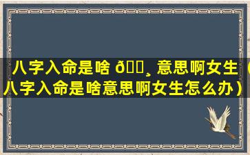 八字入命是啥 🌸 意思啊女生（八字入命是啥意思啊女生怎么办）